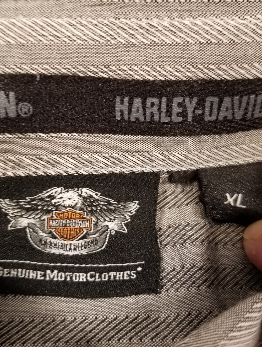 Harley-Davidson Mens Size XL Embroidered Grey Short Sleeve Button-down Shirt - Picture 3 of 6